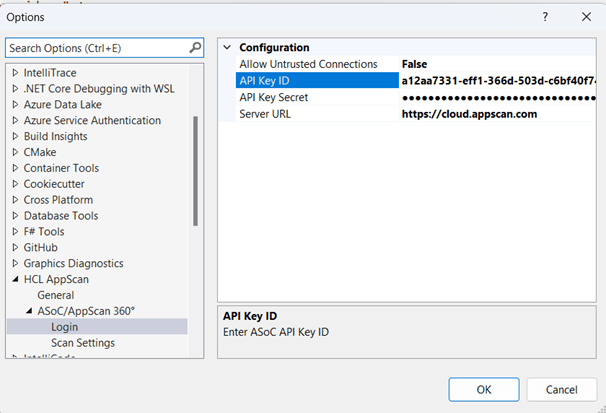 ここでログインに移動し、HCL AppScan on Cloud または HCL AppScan 360° の資格情報を入力します